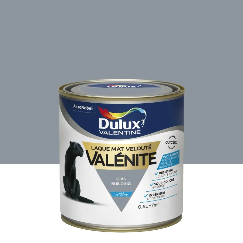 Sale DULUX VALENTINE Peinture laque Valénite mat gris Building 0,5 L