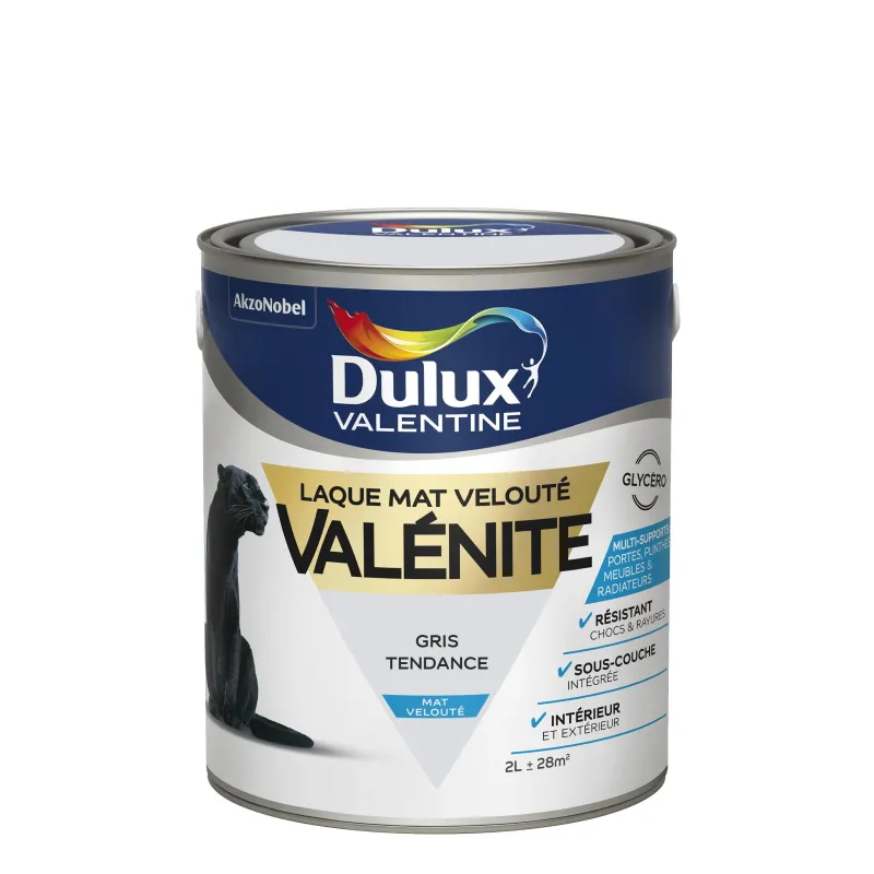 New DULUX VALENTINE Peinture Laque Valénite Mat Gris Tendance 2L