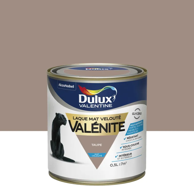 Outlet DULUX VALENTINE Peinture laque Valénite mat taupe 0,5 L