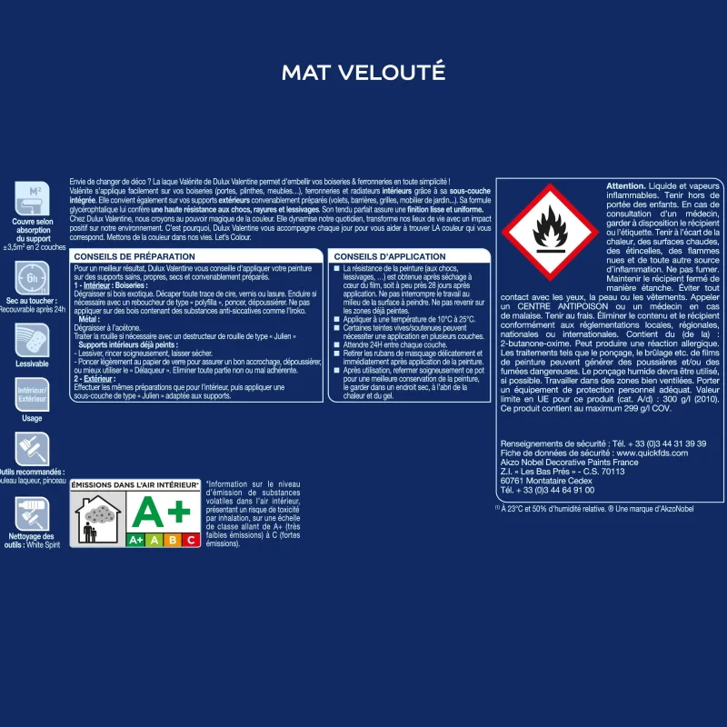 Outlet DULUX VALENTINE Peinture laque Valénite mat taupe 0,5 L
