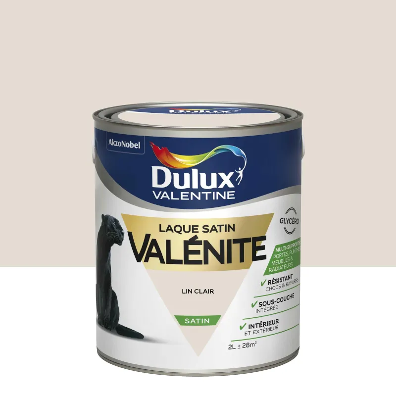 Discount DULUX VALENTINE Peinture laque Valénite satin lin clair 2 L