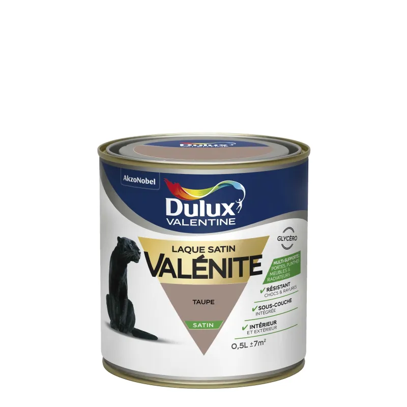New DULUX VALENTINE Peinture laque Valénite satin taupe 0,5 L