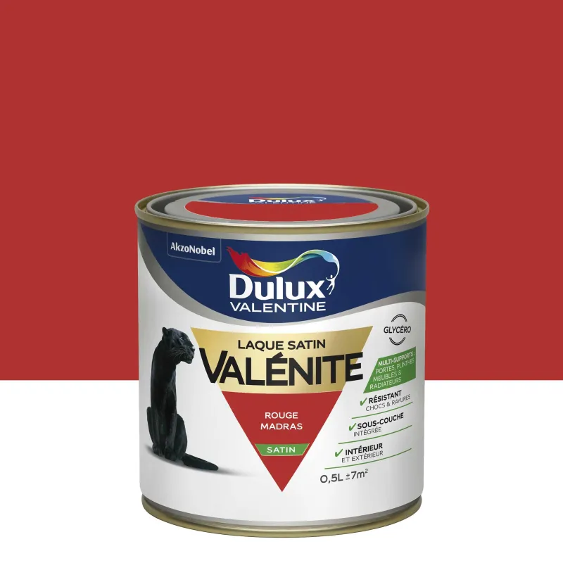 Discount DULUX VALENTINE Peinture laque Valénite satin rouge Madras 0,5 L