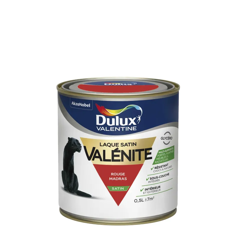 Discount DULUX VALENTINE Peinture laque Valénite satin rouge Madras 0,5 L