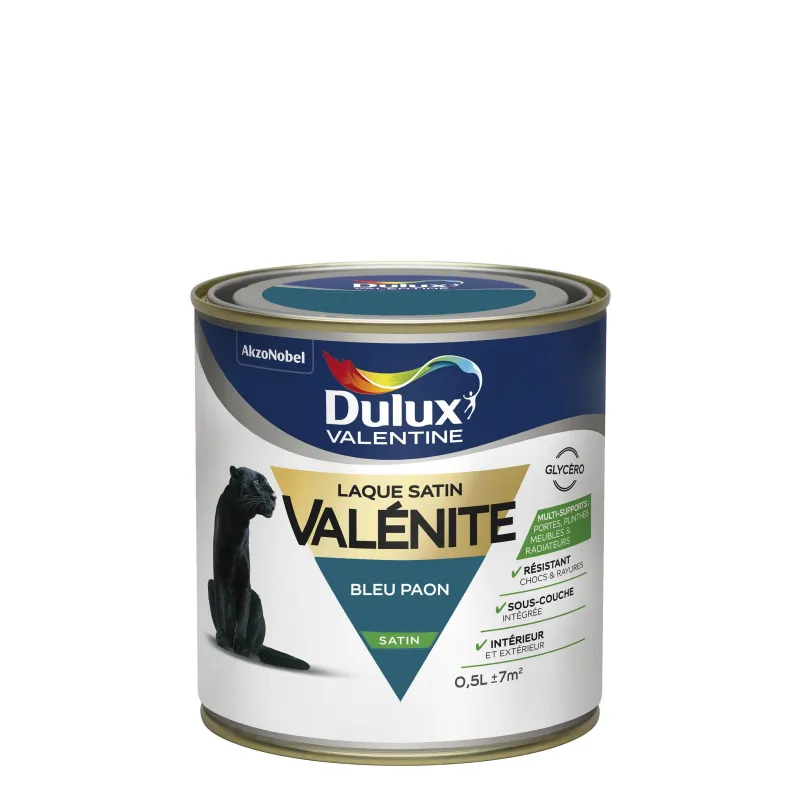 Outlet DULUX VALENTINE Peinture laque Valénite satin bleu Paon 0,5 L