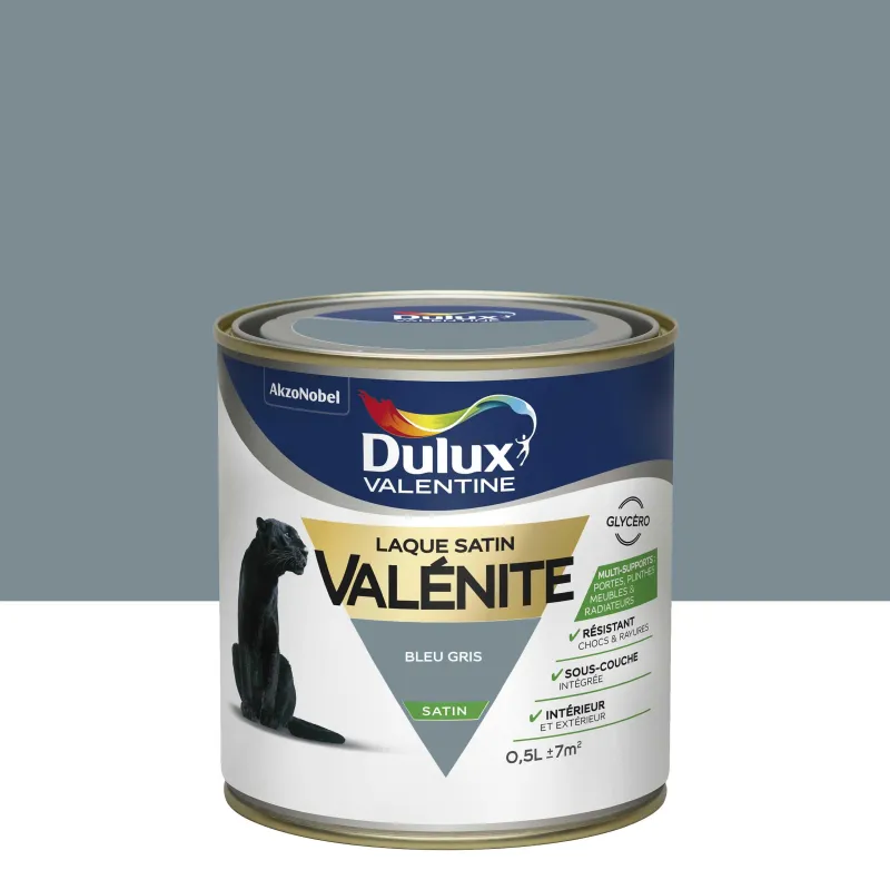 Discount DULUX VALENTINE Peinture laque Valénite satin bleu gris 0,5 L