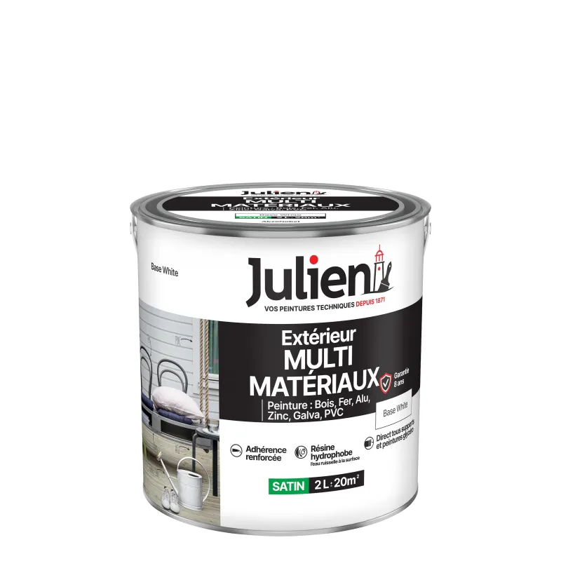 Outlet JULIEN Peinture multi materiaux extérieur satin base white 2 L