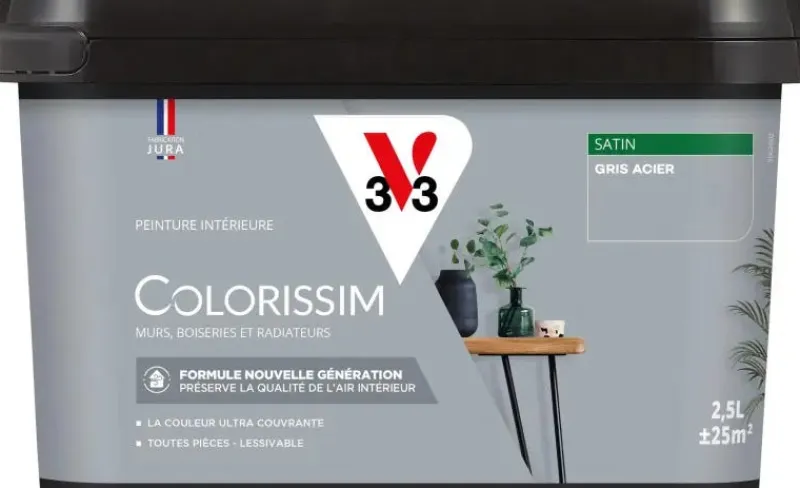 New V33 Peinture multisupports Satin Colorissim gris acier 2,5L