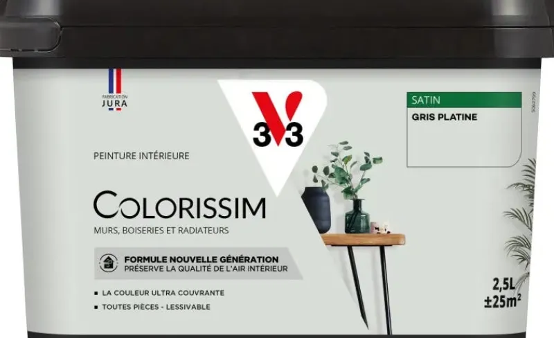 Discount V33 Peinture multisupports Satin Colorissim gris platine 2,5L
