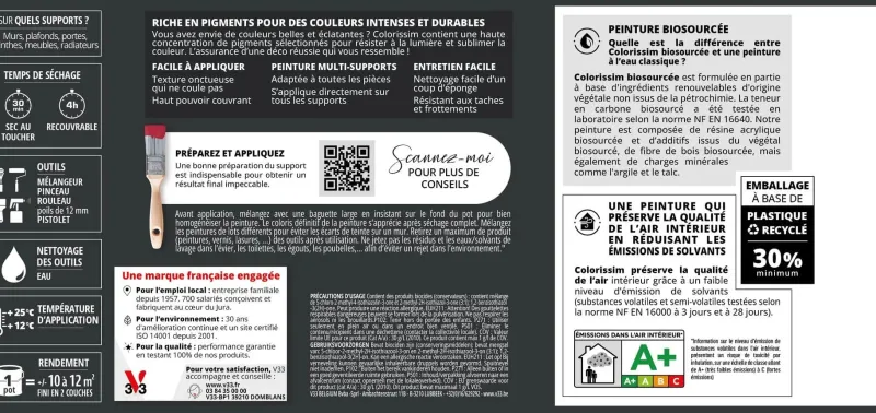 Discount V33 Peinture multisupports Satin Colorissim gris platine 2,5L
