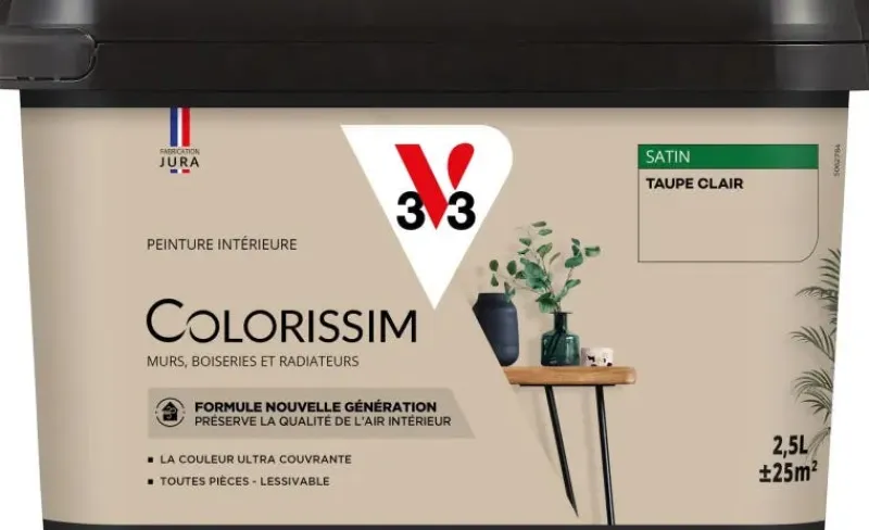 Clearance V33 Peinture multisupports Satin Colorissim taupe clair 2,5L