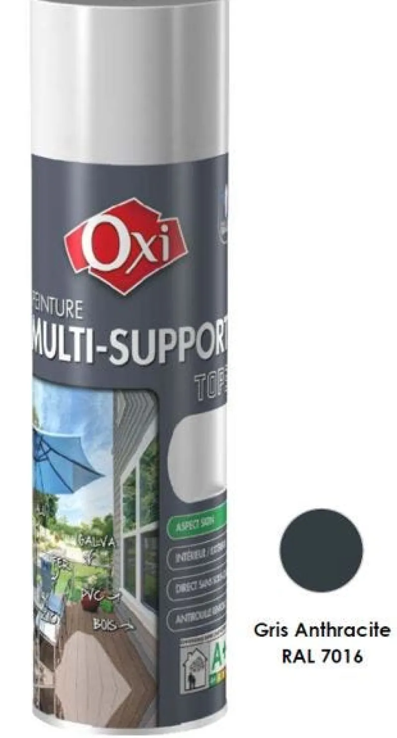 OXI Peinture multi-supports Top3+ Anthracite Satin 400ML