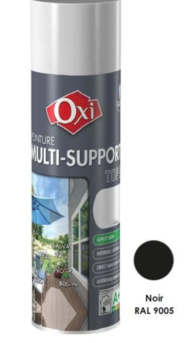 Hot OXI Peinture multi-supports Top 3+ Noir Satin 400ML