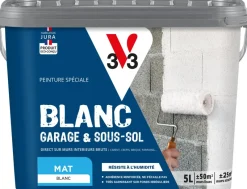 Clearance V33 Peinture murs intérieurs garage & sous-sol Blanc Mat 5L