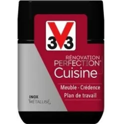 Best V33 Peinture rénovation cuisine inox métallisé satin 75ml