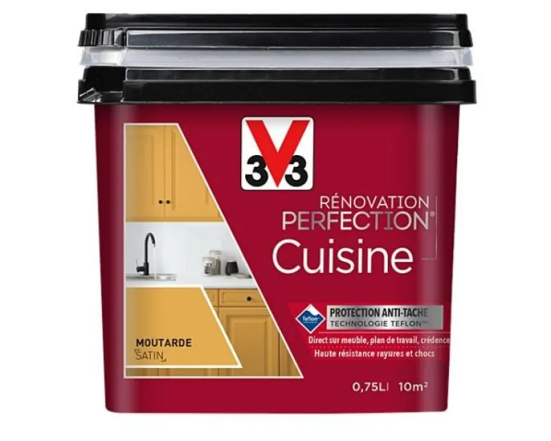 Clearance V33 Peinture rénovation cuisine moutarde satin 0.75L