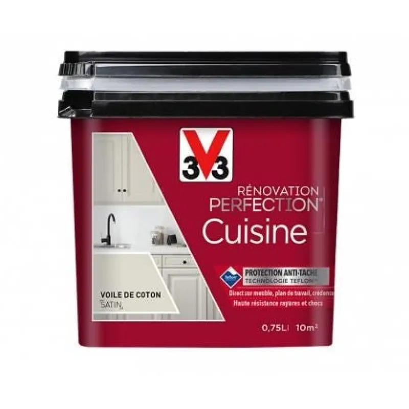 Clearance V33 Peinture rénovation cuisine voile de coton satin 0,75L