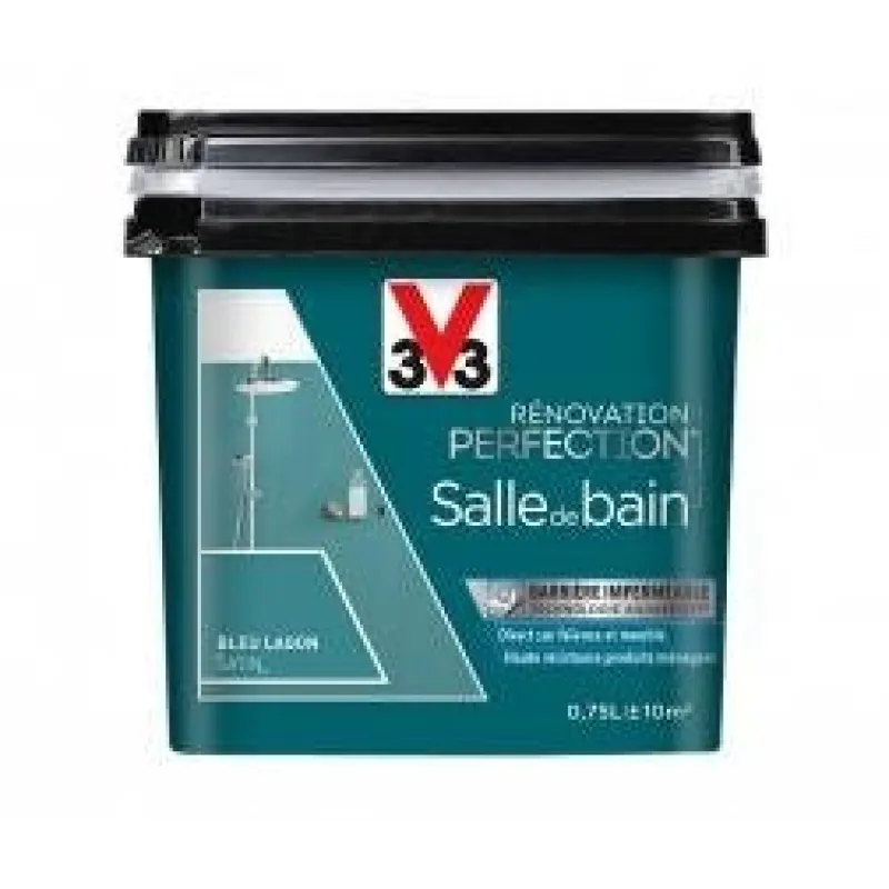 V33 Peinture salle de bain bleu lagon satin 0,75L