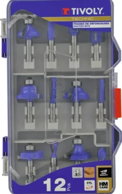 TIVOLY 12 pièces fraises de défonceuse carbure queue Ø8mm
