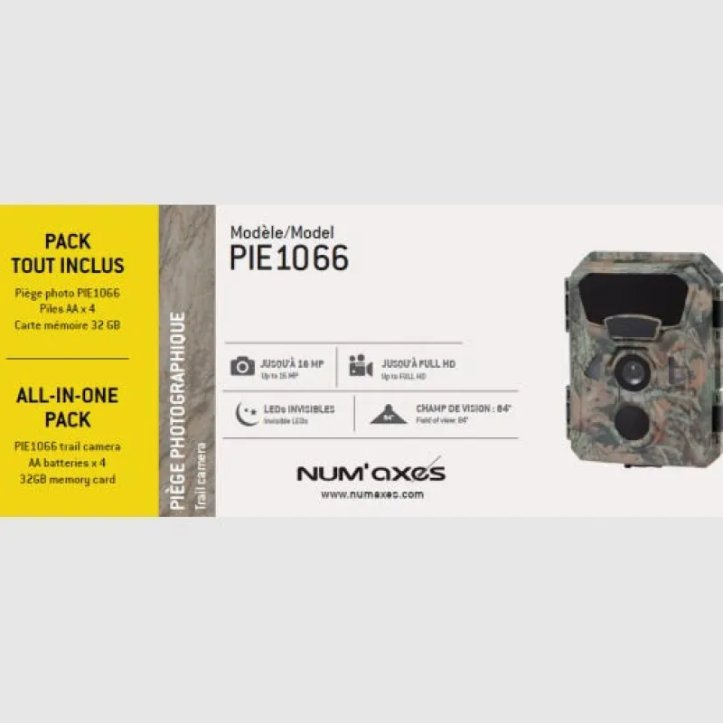 Clearance NUM'AXES Piège photographique PIE1066 pack (4 piles + 1 carte 32 GB)