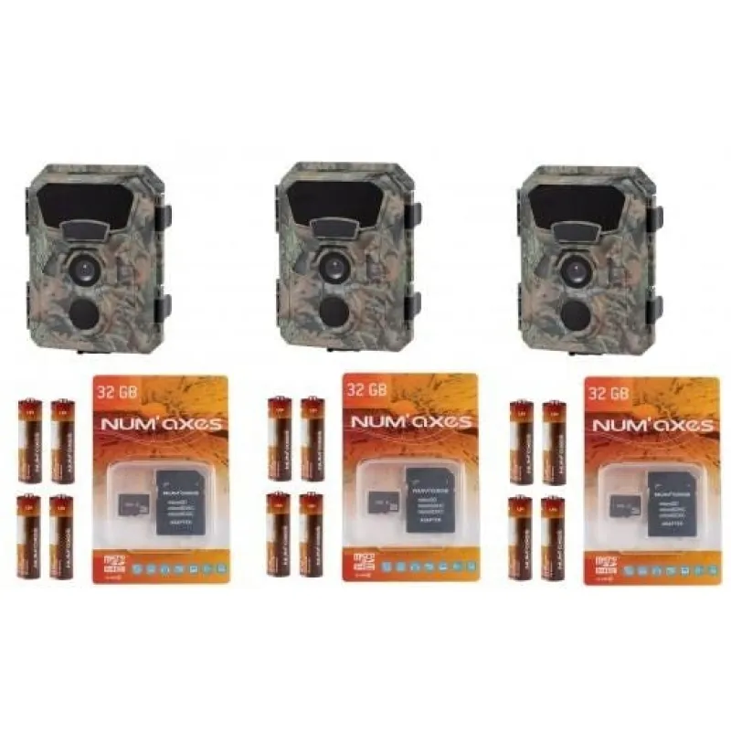 Best NUM'AXES Piège photographique PIE1066 (x3 + 12 piles + 3 cartes 32GB)
