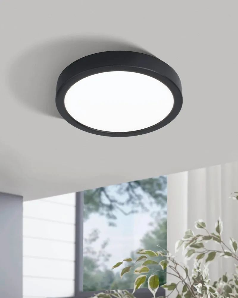 Clearance EGLO Plafonnier Fueva 5 Led 16.5W-2000lm noir Ø21cm