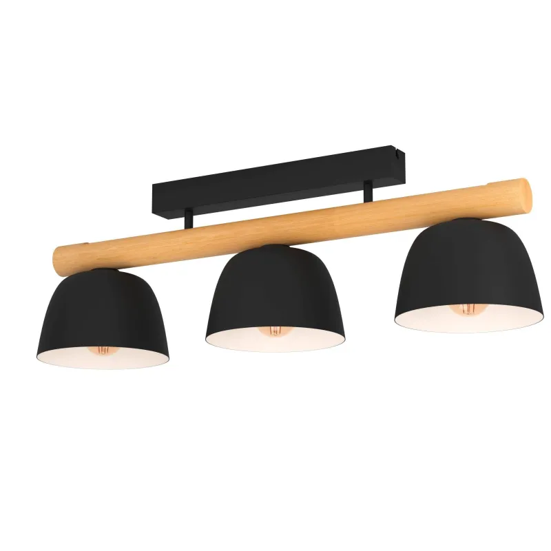 Discount EGLO Plafonnier 3L Sherburn E27 40W acier noir L80cm