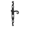 Hot Poignée de porte sur plaque coq fer noir cylindre 195mm