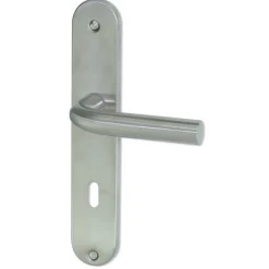 Best Poignée de porte sur plaque écume inox serrure 195mm