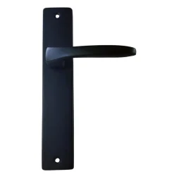 Outlet Poignée de porte sur plaque Lunel alu Noir Sans Trou 195mm