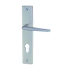 Sale Poignée de porte sur plaque samo alu argent cylindre 195mm