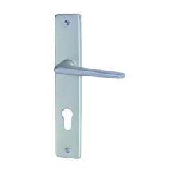 Sale Poignée de porte sur plaque samo alu argent cylindre 195mm