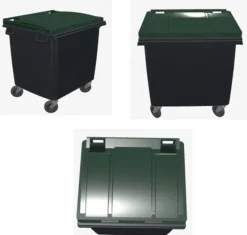 Outlet Poubelle bac roulant CityBac 1000L gris couvercle vert