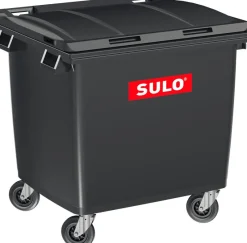 Outlet Poubelle bac roulant CityBac 1000L gris couvercle vert