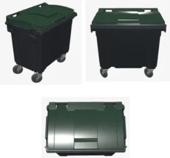 Discount Poubelle bac roulant CityBac 660L gris couvercle vert