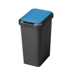 Clearance Poubelle recyclage touch and lift 45l noir couvercle bleu