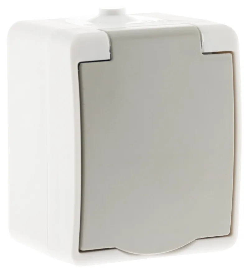 Sale ZENITECH Prise 2 pôles + terre mini IP54 gris clair v2
