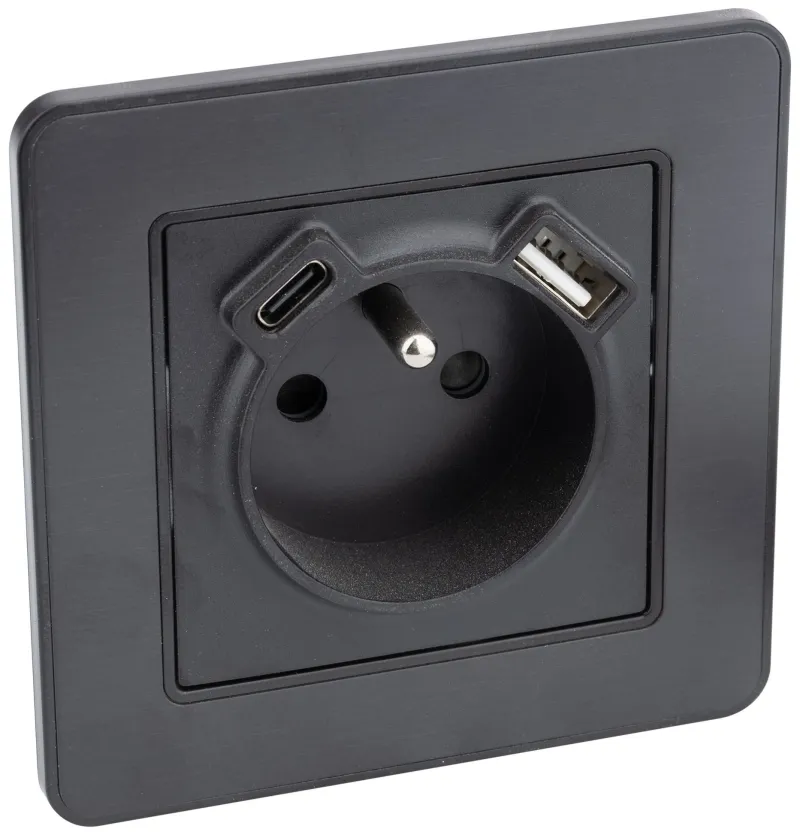 ZENITECH Prise 2 pôles + terre + USB-A+C kouro