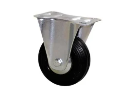 Outlet Roulette fixe caoutchouc noir Ø100mm, charge 100kg