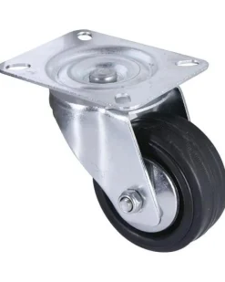 New Roulette manut pivotante caoutchouc noir Ø80mm charge 80kg