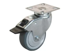 New Roulette pivotante caoutchouc gris Ø60mm, charge 50kg