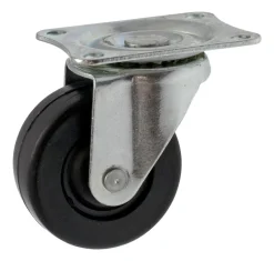 Roulette pivotante caoutchouc noir Ø40mm, charge 20kg