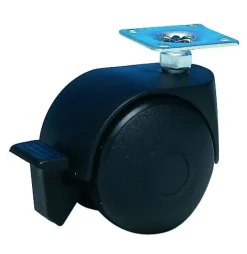 Clearance Roulette pivotante à frein polypro noir Ø50mm, charge 40kg