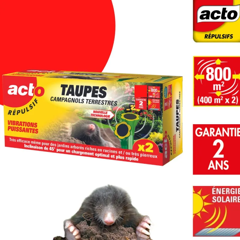 ACTO Répulsif solaire à vibrations taupes et campagnols