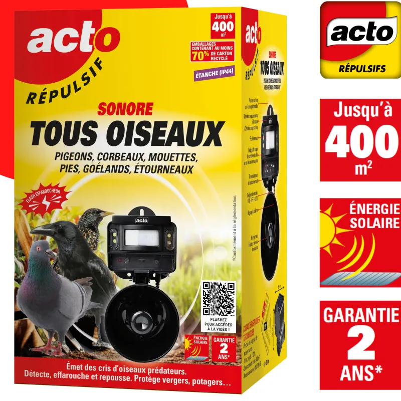 Best ACTO Répulsif sonore solaire contre les oiseaux