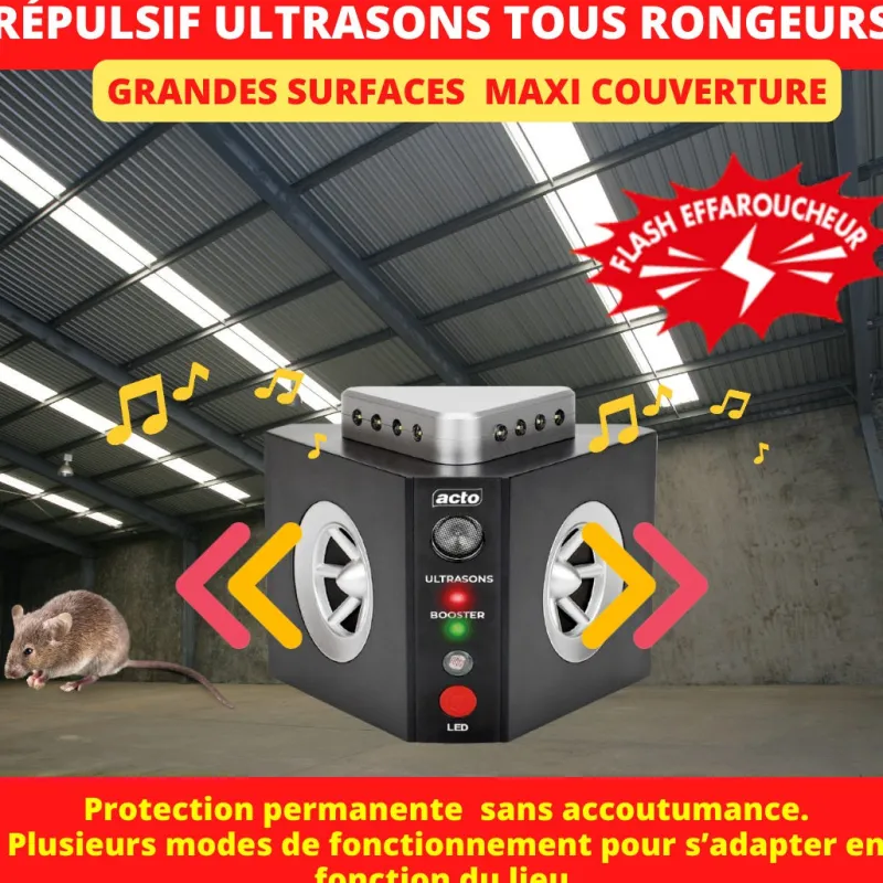Outlet Répulsif à ultrasons 3 en 1 sur secteur contre les rongeurs