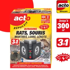 Outlet Répulsif à ultrasons 3 en 1 sur secteur contre les rongeurs