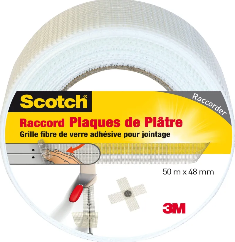 Outlet 3M Ruban adhésif pour raccord plaque de plâtre blanc 50mx48mm