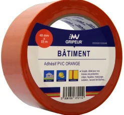 Sale Ruban adhésif PVC orange spécial bâtiment 48mm 33m