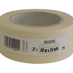 Clearance Ruban de masquage lisse beige 50m x 25mm (x2)